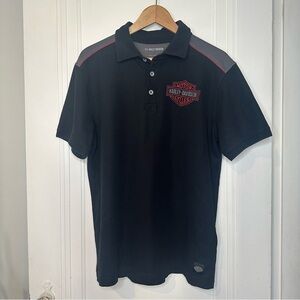 Harley-Davidson Black and Gray Polo Shirt